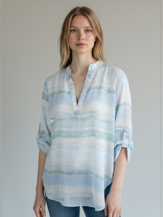 Cloth & Portrait Tops - Cloth & Portrait Light Blue and White Striped Blouse (S)